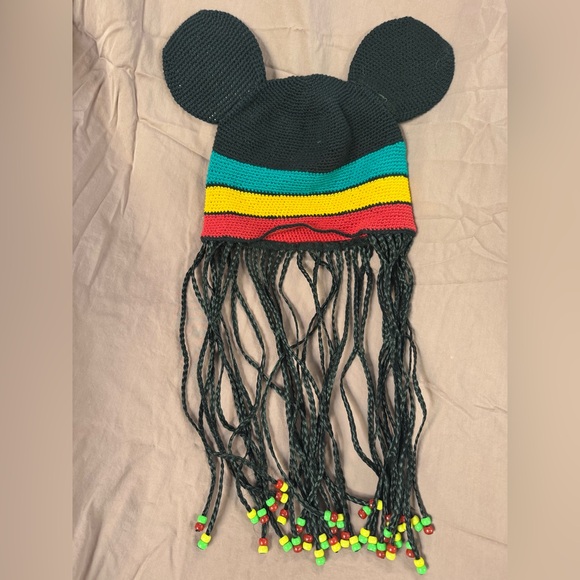 Disney world Micky ears jamaican rasta braids beads beany hat - Picture 6 of 8